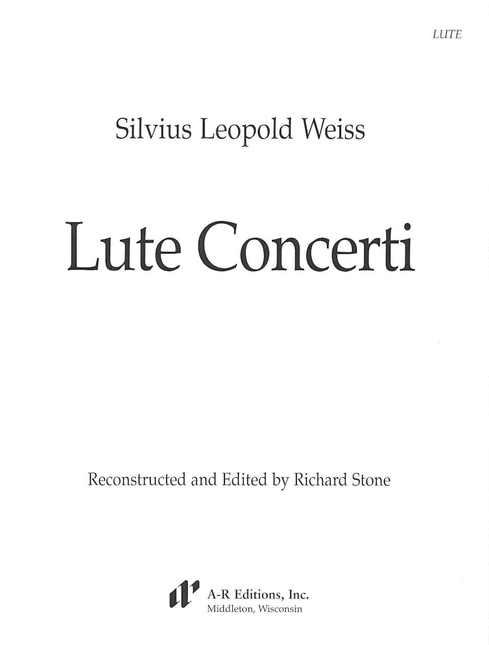 Weiss, Lute Concerti (Lute Part) (A-R Editions)