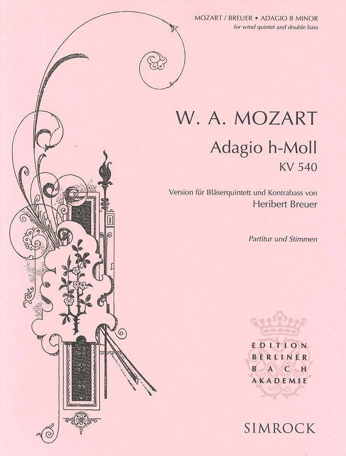Mozart, Adagio KV 540, h-moll (Qnt,CB) (Simrock)