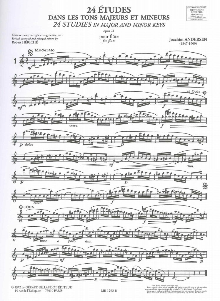 Andersen, op. 21: 24 Etudes (Billaudot)