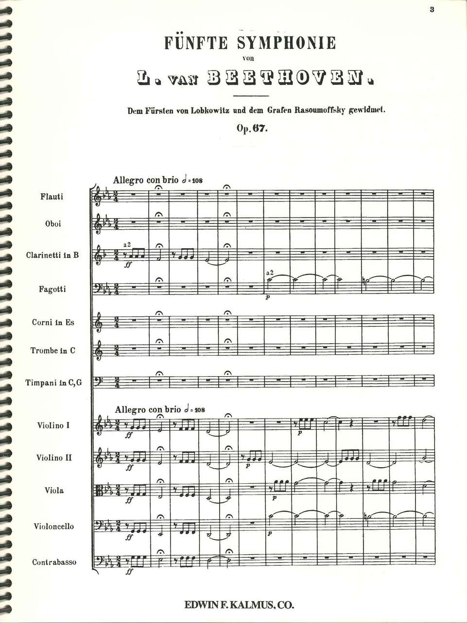 Beethoven, Symphony No. 5 Full Score (E.F.Kalmus)