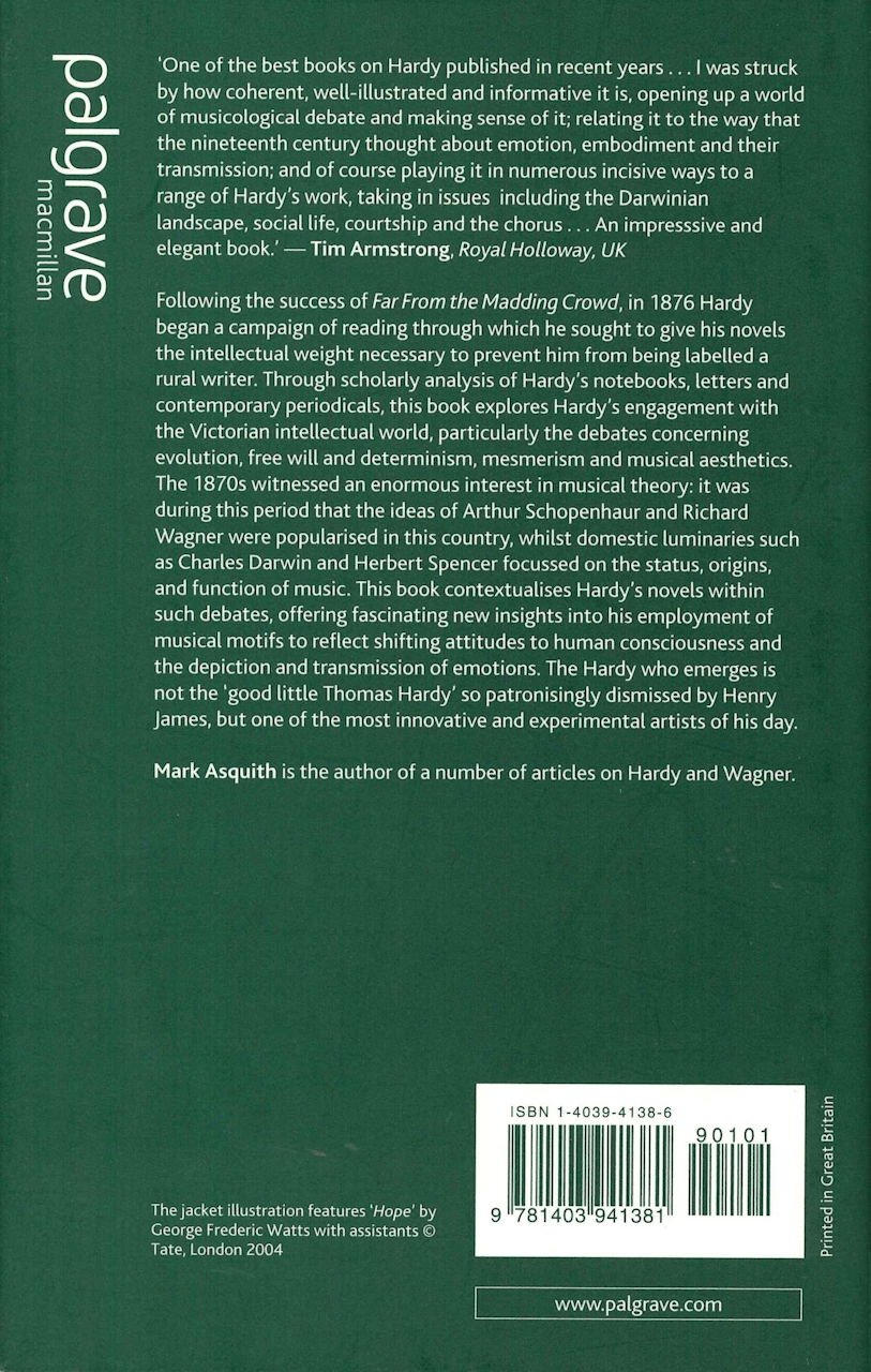 Thomas Hardy, Metaphysics & Music (Palgrave MacMillan)