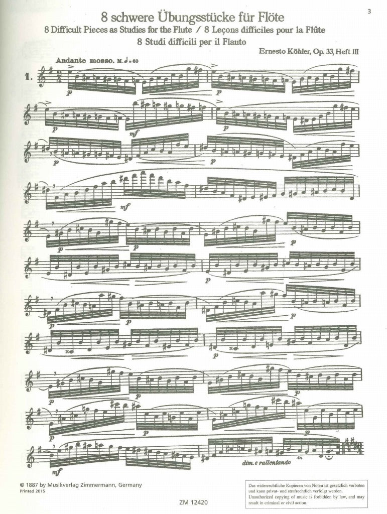 Kohler, Fortschriff im Floten. op. 33, 3 (Zimmermann)