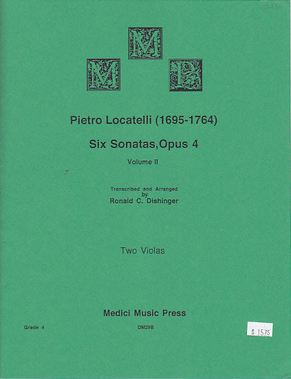 Locatelli, 6 Sonatas op. 4, vol. 2 (2Va) (Medici Music Press)