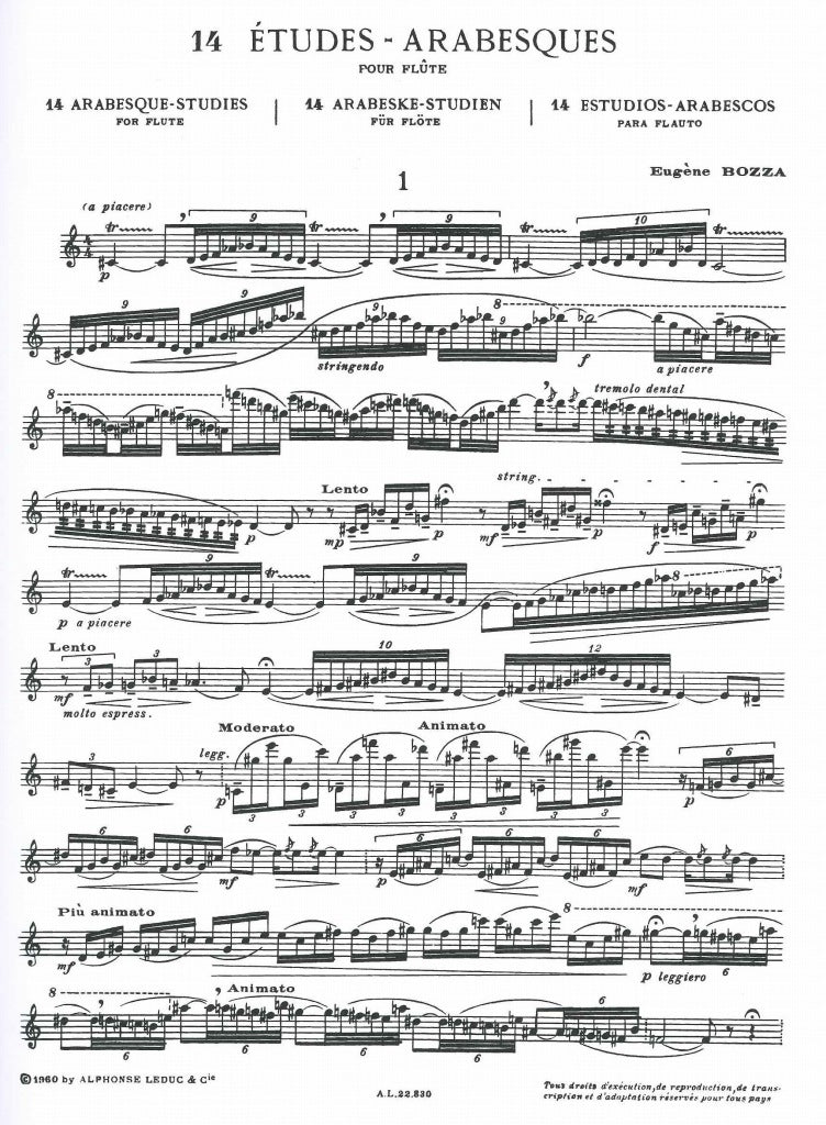 Bozza, 14 Etudes arabesques (Leduc)