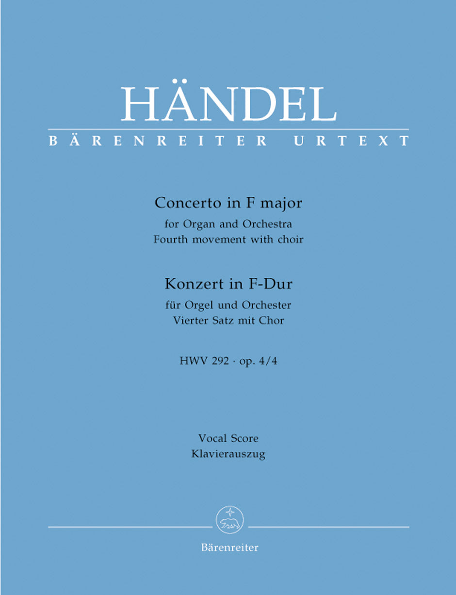 Handel, Concerto op. 4/4 in F, HWV 292 (Barenreiter)