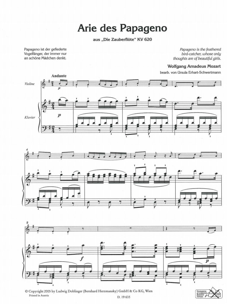 Mozart fur Violine und Klavier (Doblinger)
