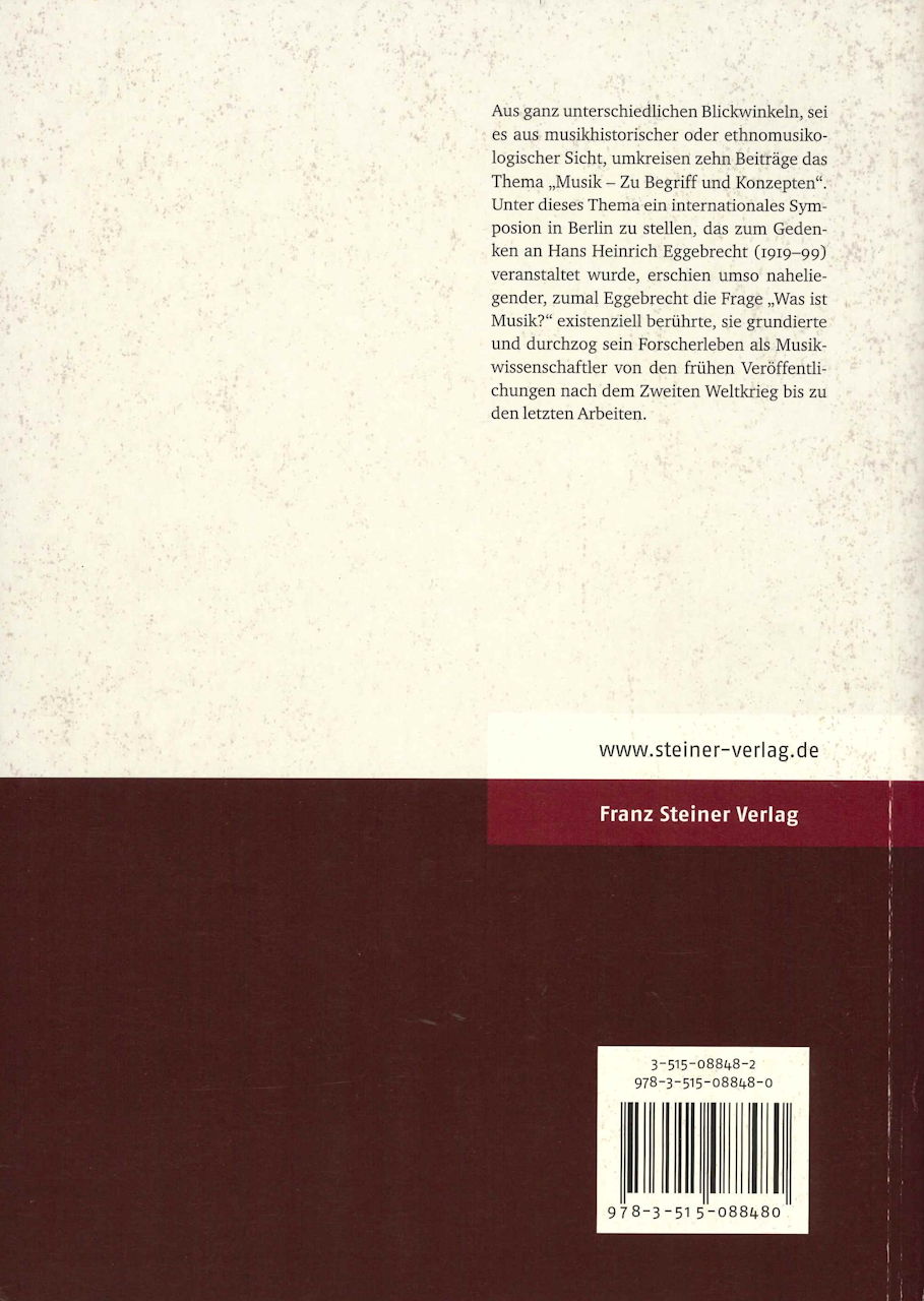 Musik - Zu Begriff und Konzepten (Franz Steiner)