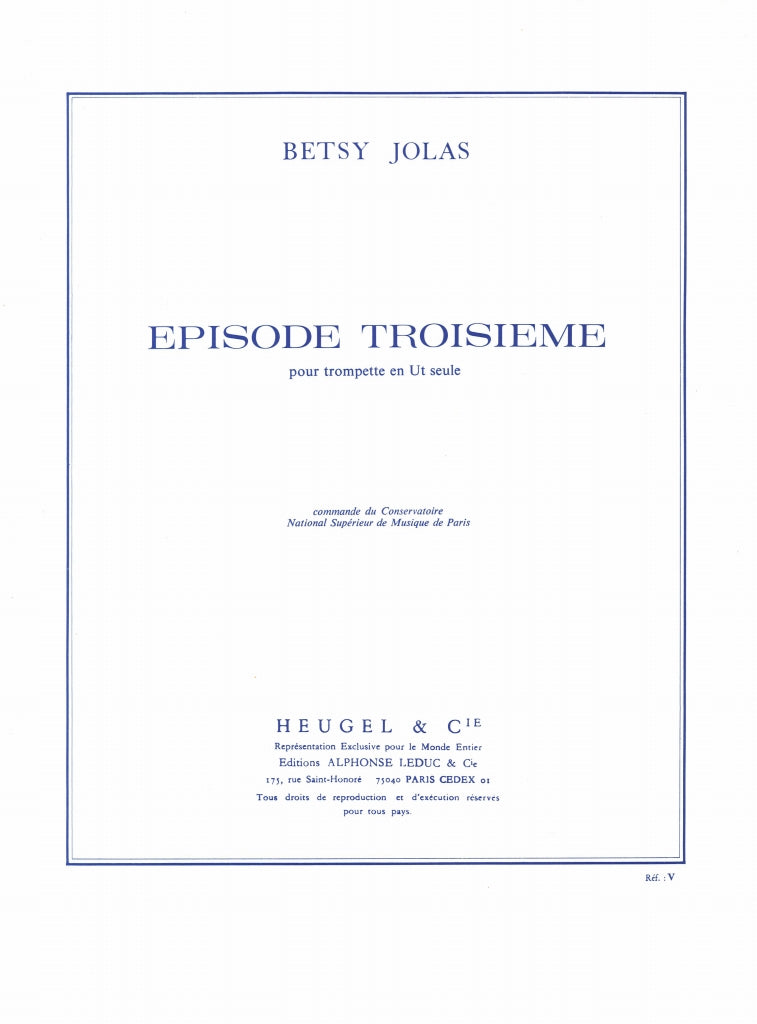 Jolas, Episode No. 3 (Trp Solo) (Heugel)