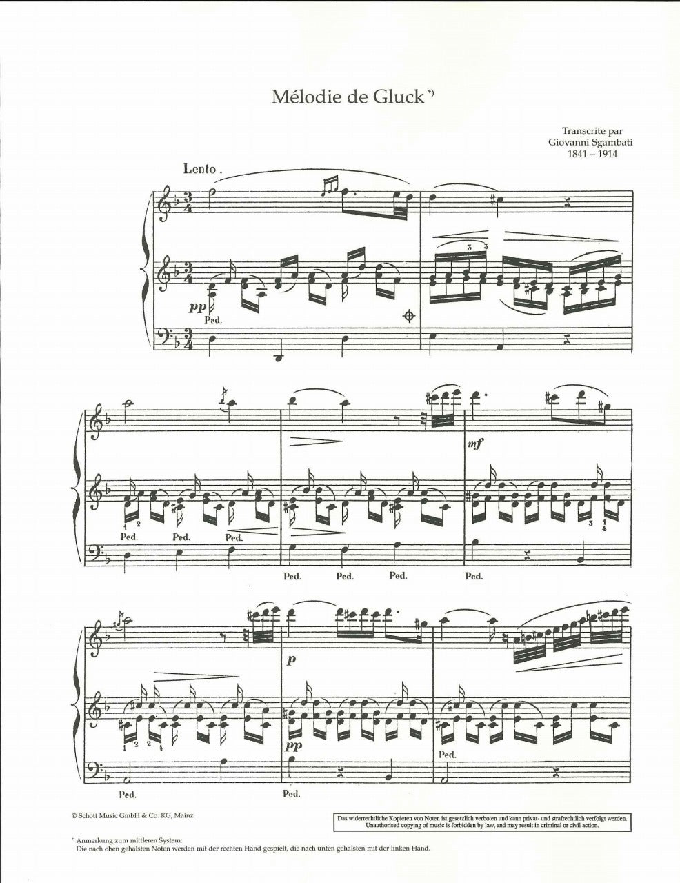 Gluck/Sgambati, Melodie de Gluck (Schott)
