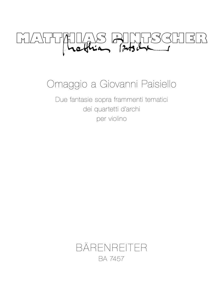 Pintscher, Omaggio a Paisiello (Vn Solo) (Barenreiter)