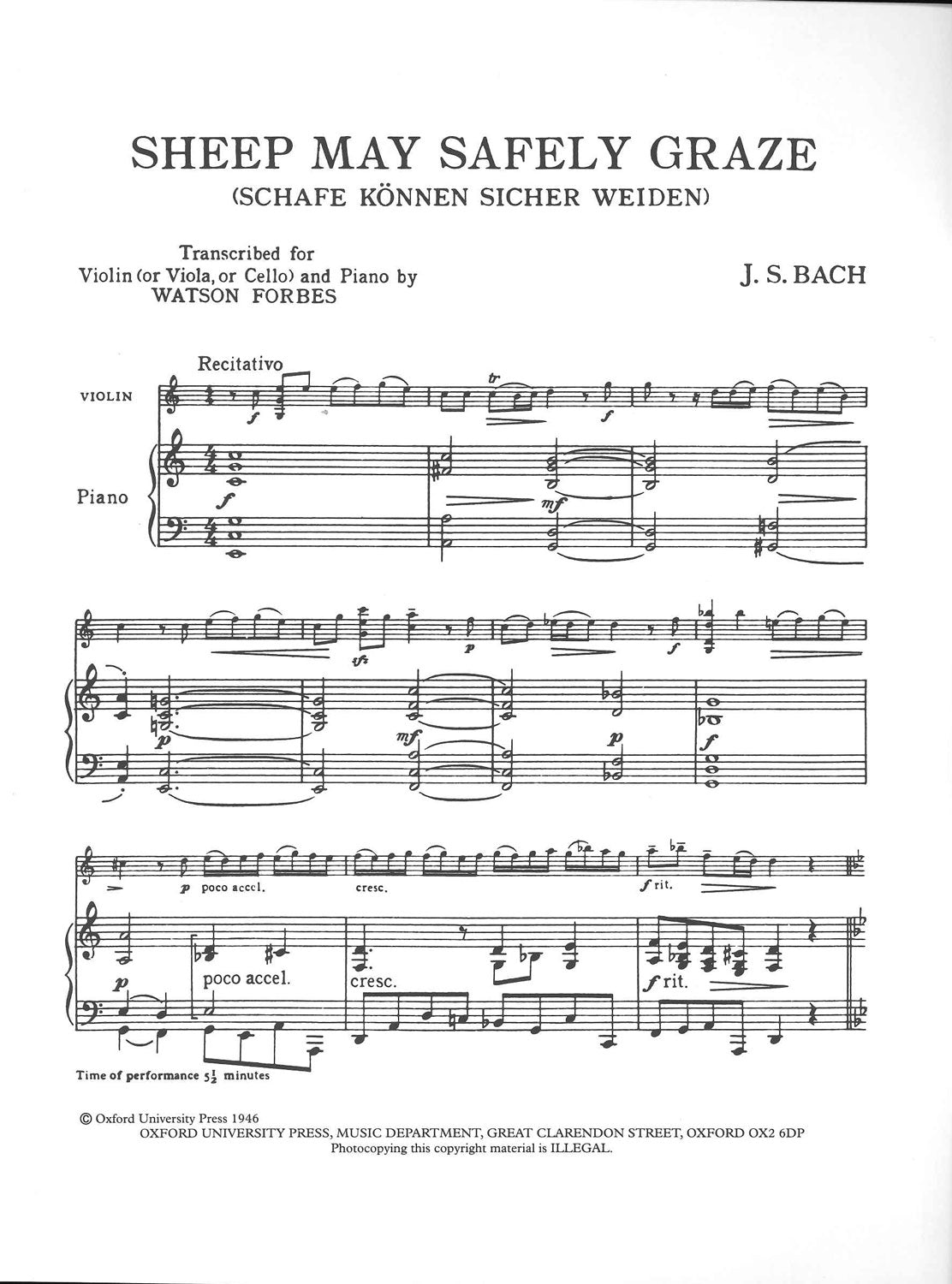 Bach, Sheep May Safely Graze (Forbes) (Oxford University Press)