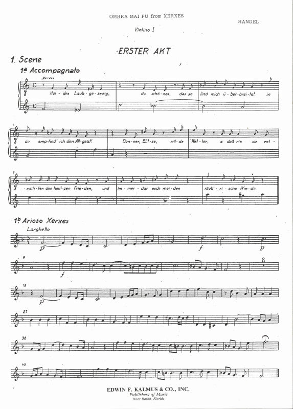 Handel, Ombra mai fu, in F (E.F.Kalmus)