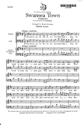 Holst, Swansea Town op. 36b/6 (SATB) (Curwen)