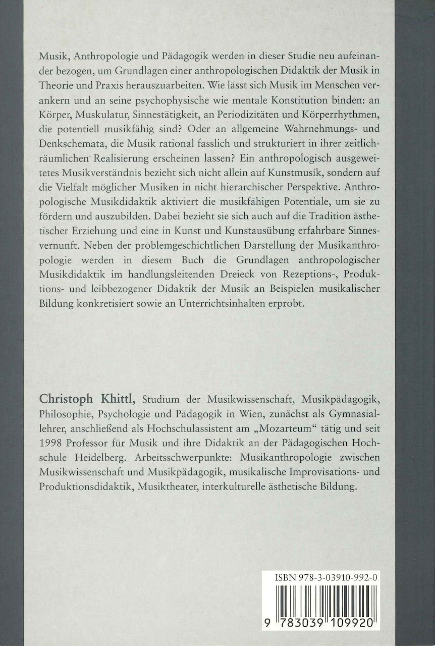 Khittl, Musik fangt im Menschen an (Peter Lang)