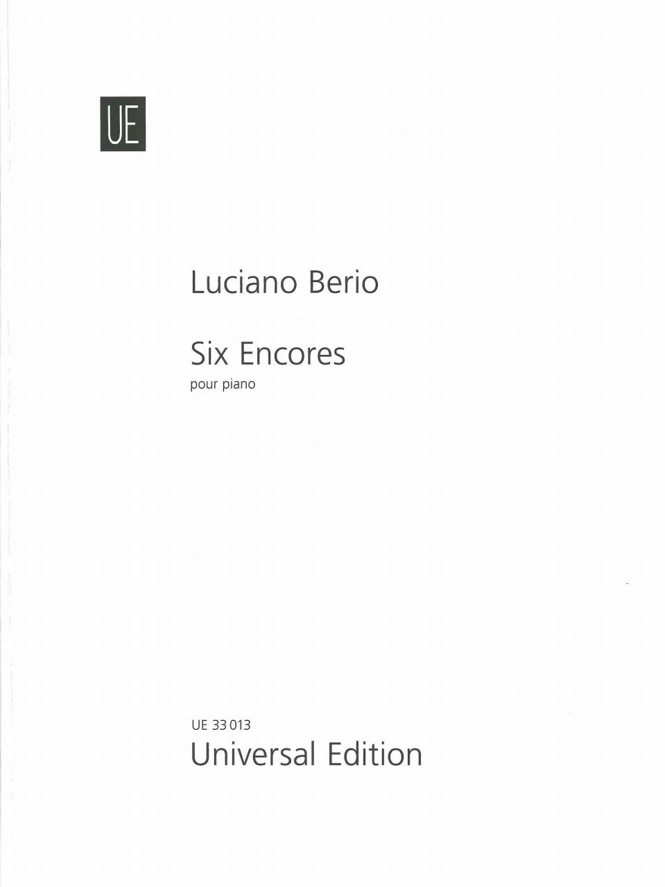 Berio, 6 Encores pour piano (Universal)