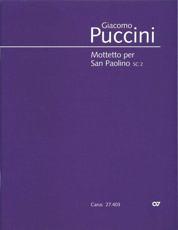 Puccini, Motetto per San Paolino Score (Carus)