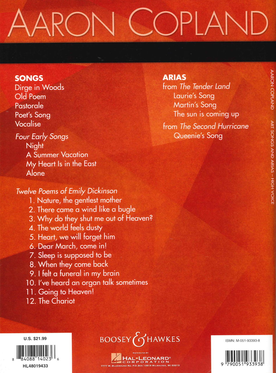 Copland, Art Songs and Arias (High) (Boosey)