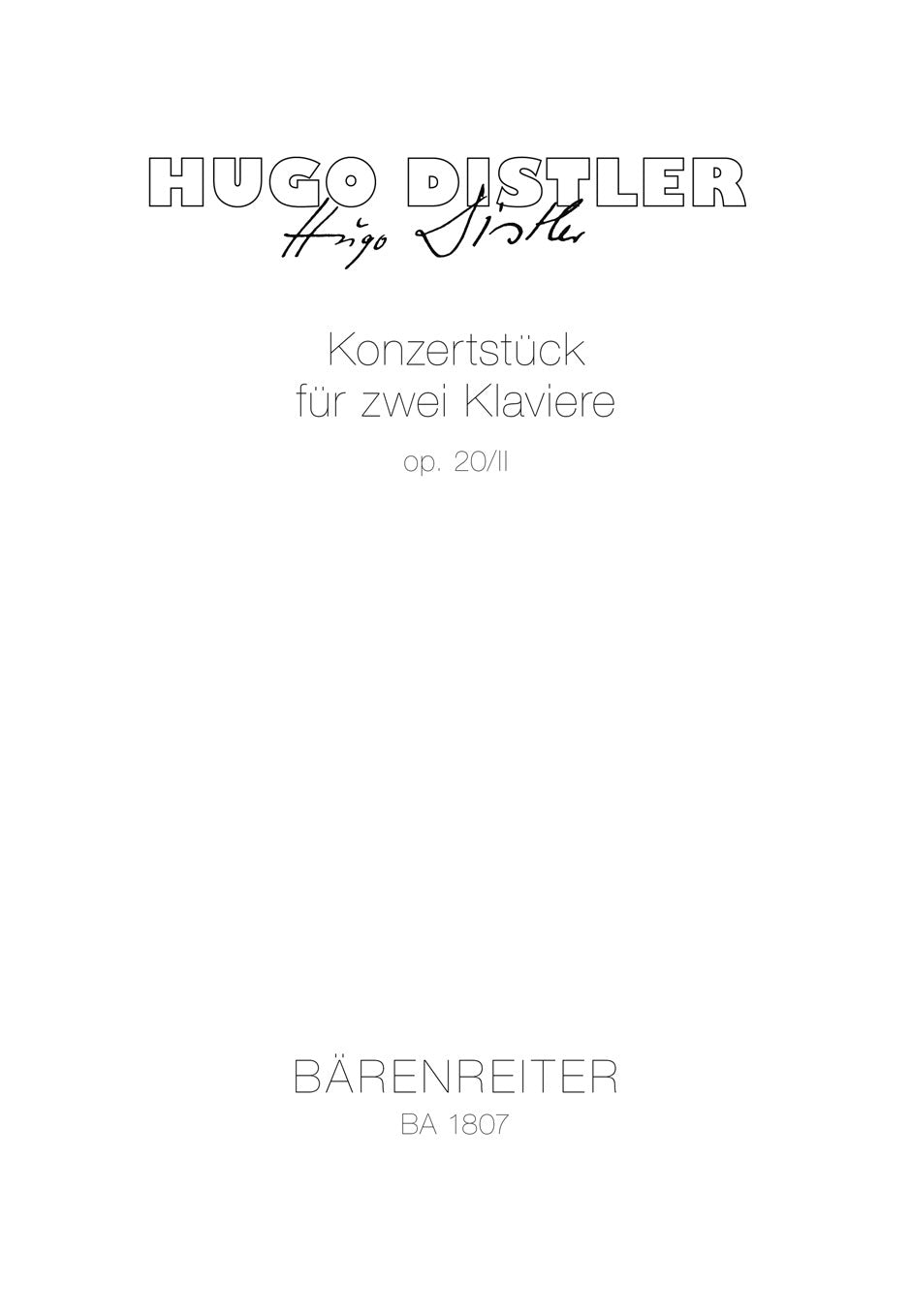 Distler, Konzertstucke op. 20/2 (Barenreiter)