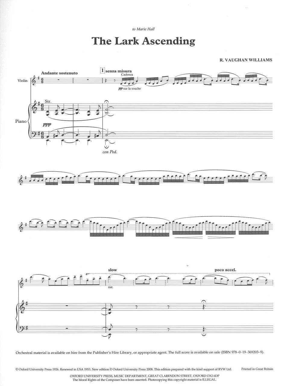 Vaughan Williams, Lark Ascending (rev.) (Oxford University Press)