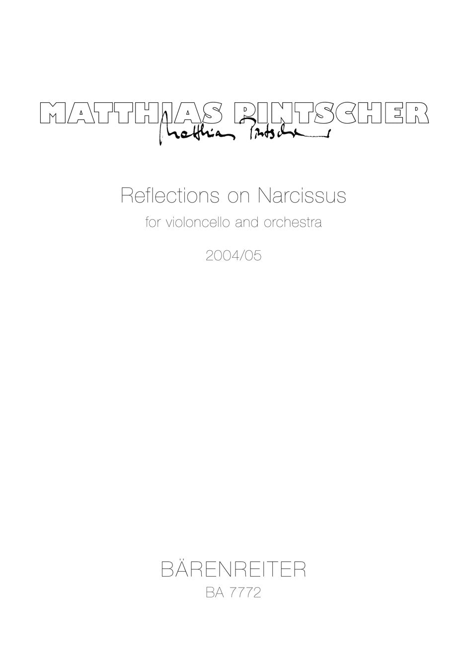 Pintscher, Reflections on Narcissus (Barenreiter)