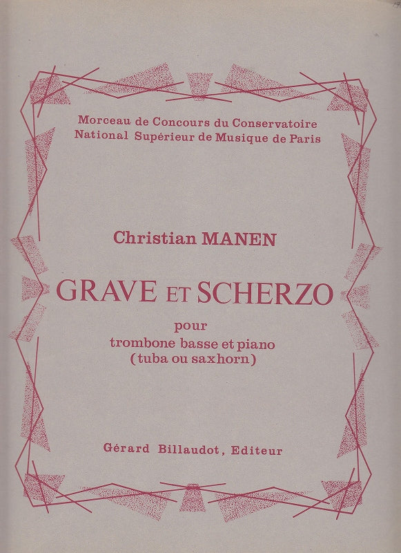 Manen, Grave et Scherzo (BTbn,Pf) (Billaudot)