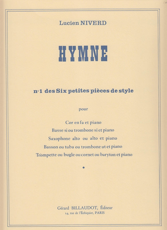 Niverd, 6 Petites Pieces, Hymne (Billaudot)