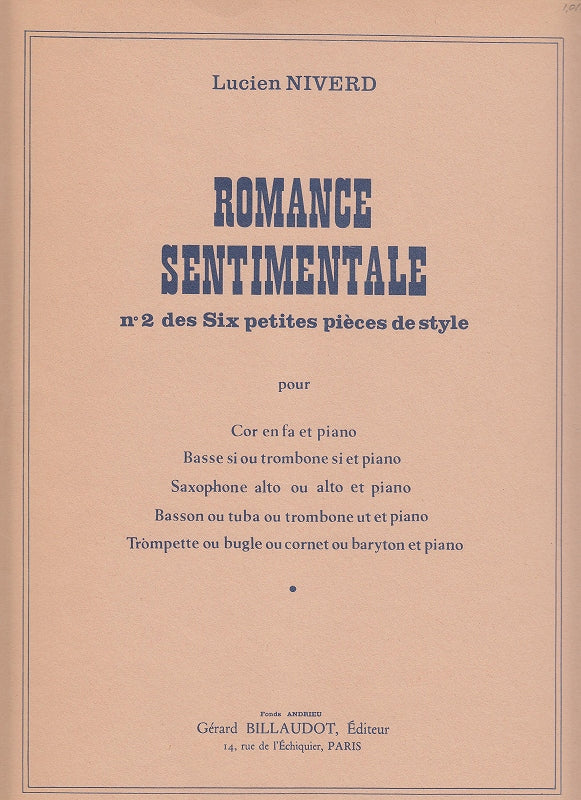 Niverd, 6 Petites Pieces, Romance sentim (Billaudot)