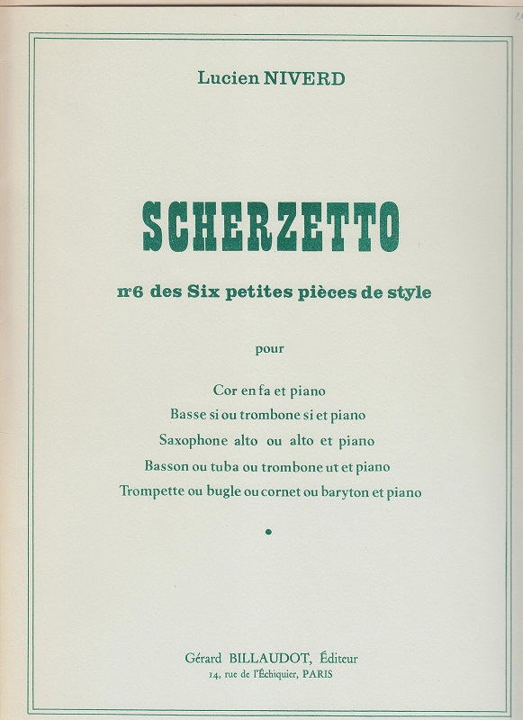 Niverd, 6 Petites Pieces, Scherzetto (Billaudot)