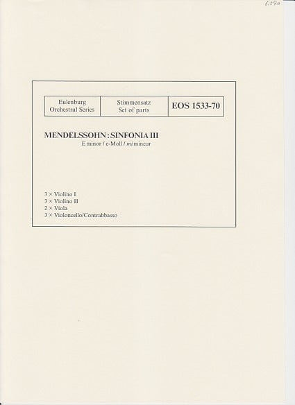Mendelssohn, Sinfonia No. 3 in e (Eulenburg/Breitkopf)