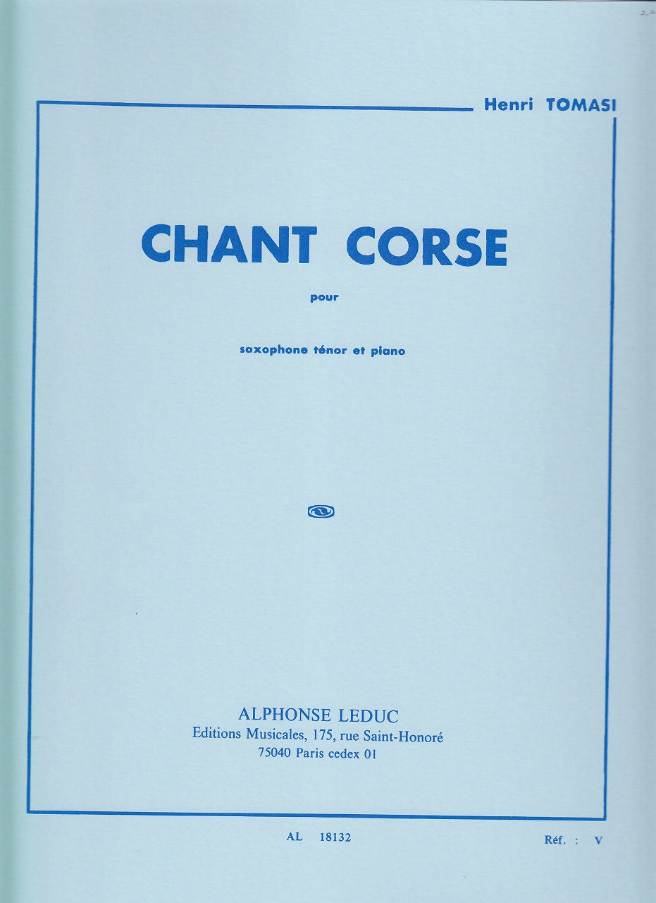 Tomasi, Chant corse (TSax,Pf) (Leduc)