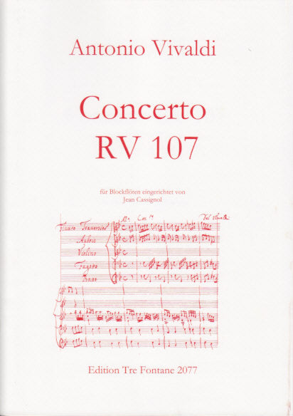 Vivaldi, Concerto RV 107 (5Rec) (Tre Fontane)