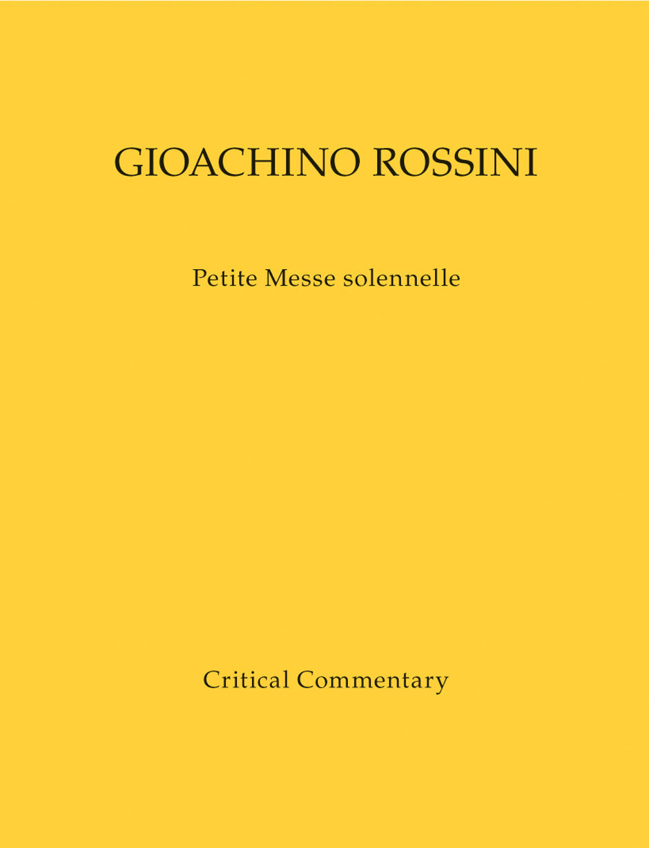 Works of Gioachino Rossini 3 Commentary (Barenreiter)