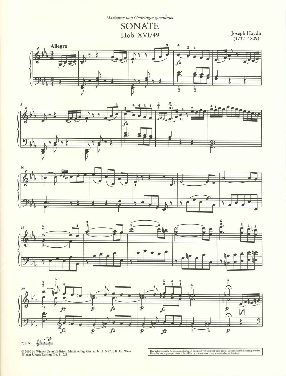 Haydn, Sonata Hob. 16/49 in Eb (+Facs) (Wiener Urtext Edition)