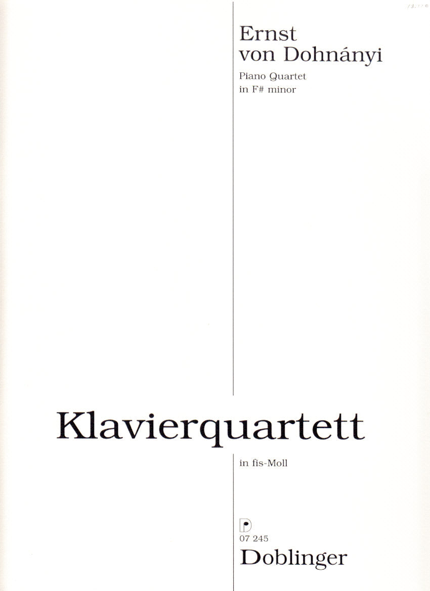 Dohnanyi, Piano Quartet in f# (1893) (Doblinger)