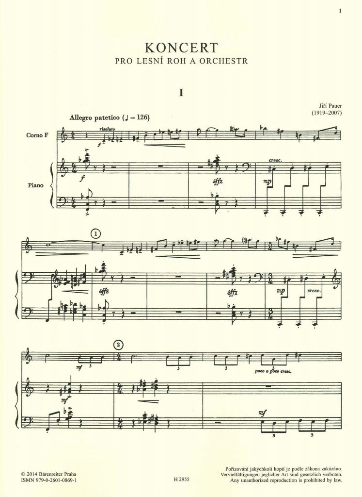 Pauer, Concerto (Hn,Pf) (Supraphon/Barenreiter Praha)