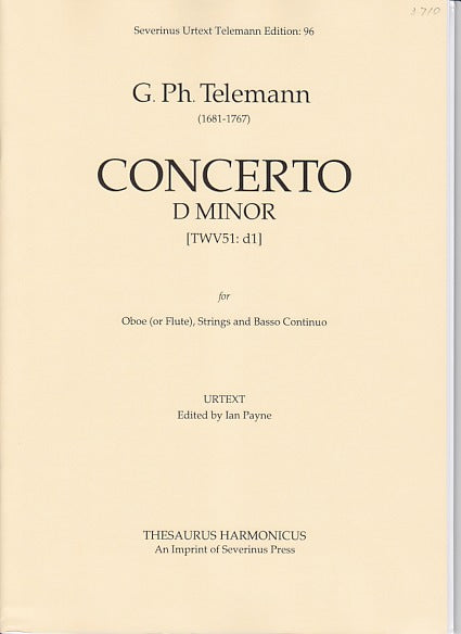 Telemann, Concerto TWV 51/d1 (Thesaurus Harmonicus/Severinus Press)