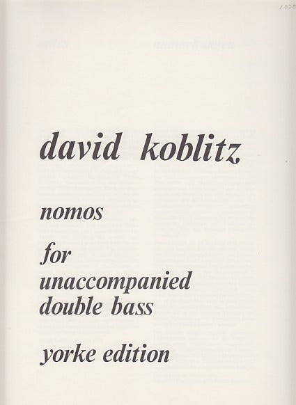 Koblitz, Nomos (Yorke Edition)