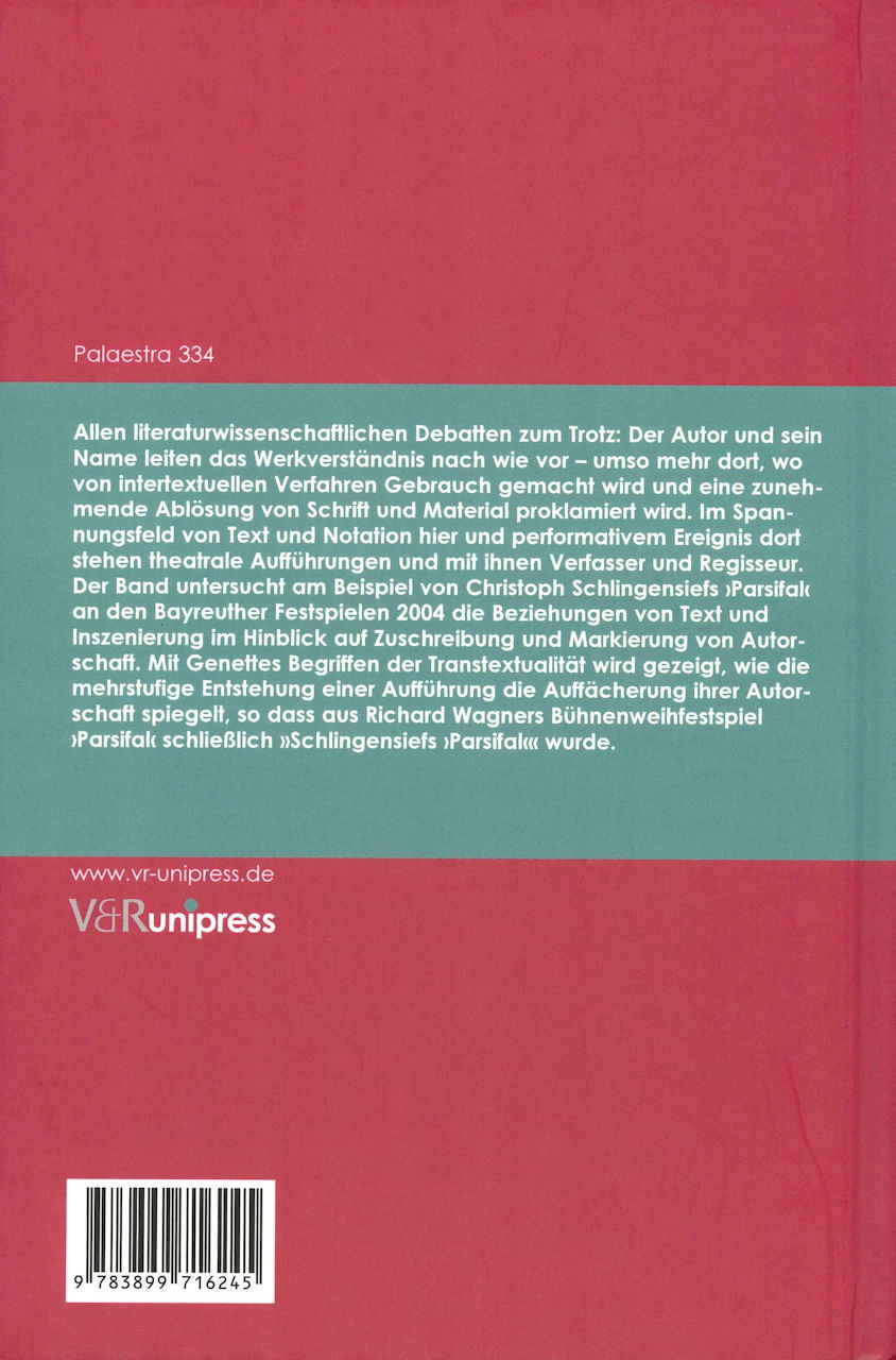 Lodemann, Regie als Autorschaft (V&R Unipress)