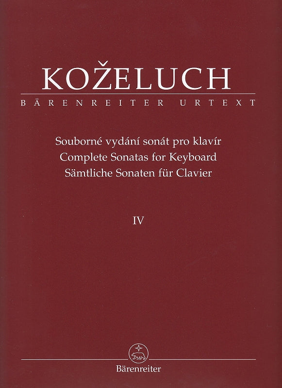 Kozeluch, Sonatas, Complete 4 (Hogwood) (Barenreiter)