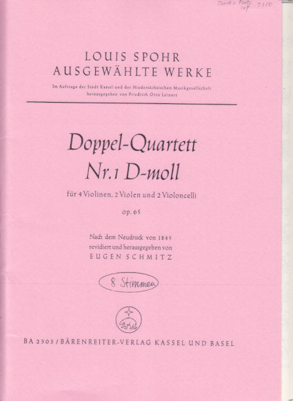 Spohr, Doppelquartett Nr. 1 op. 65 (Kammermusik Verlag)