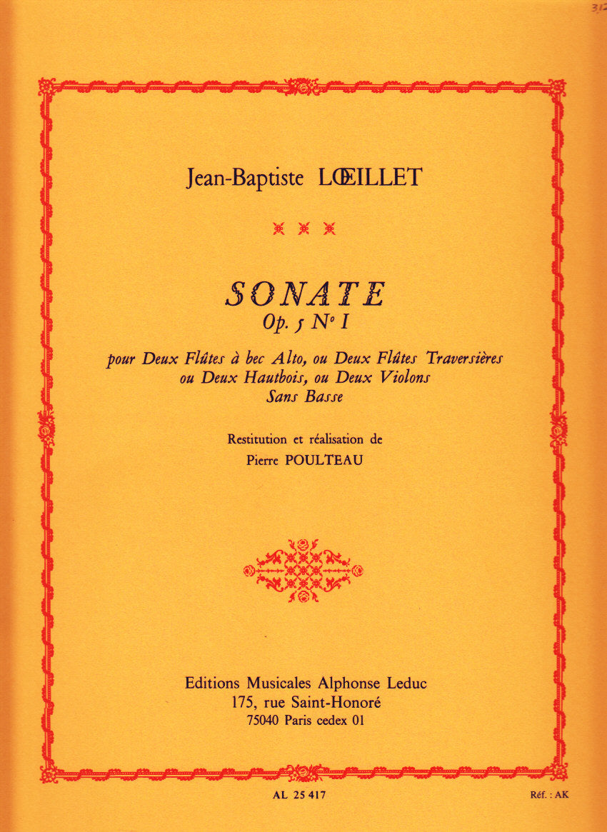 Loeillet, Sonate op. 5, bk. 2, no. 1 (Leduc)
