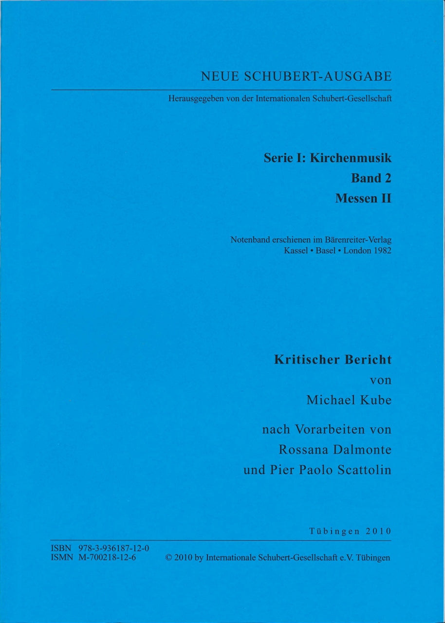 Neue Schubert Ausgabe 1/2 Krit. Bericht (Internationale Schubert-Gesellschaft)