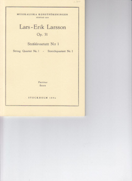 Larsson, String Quartet No. 1 op. 31 (Musikaliska Konstforeningen)