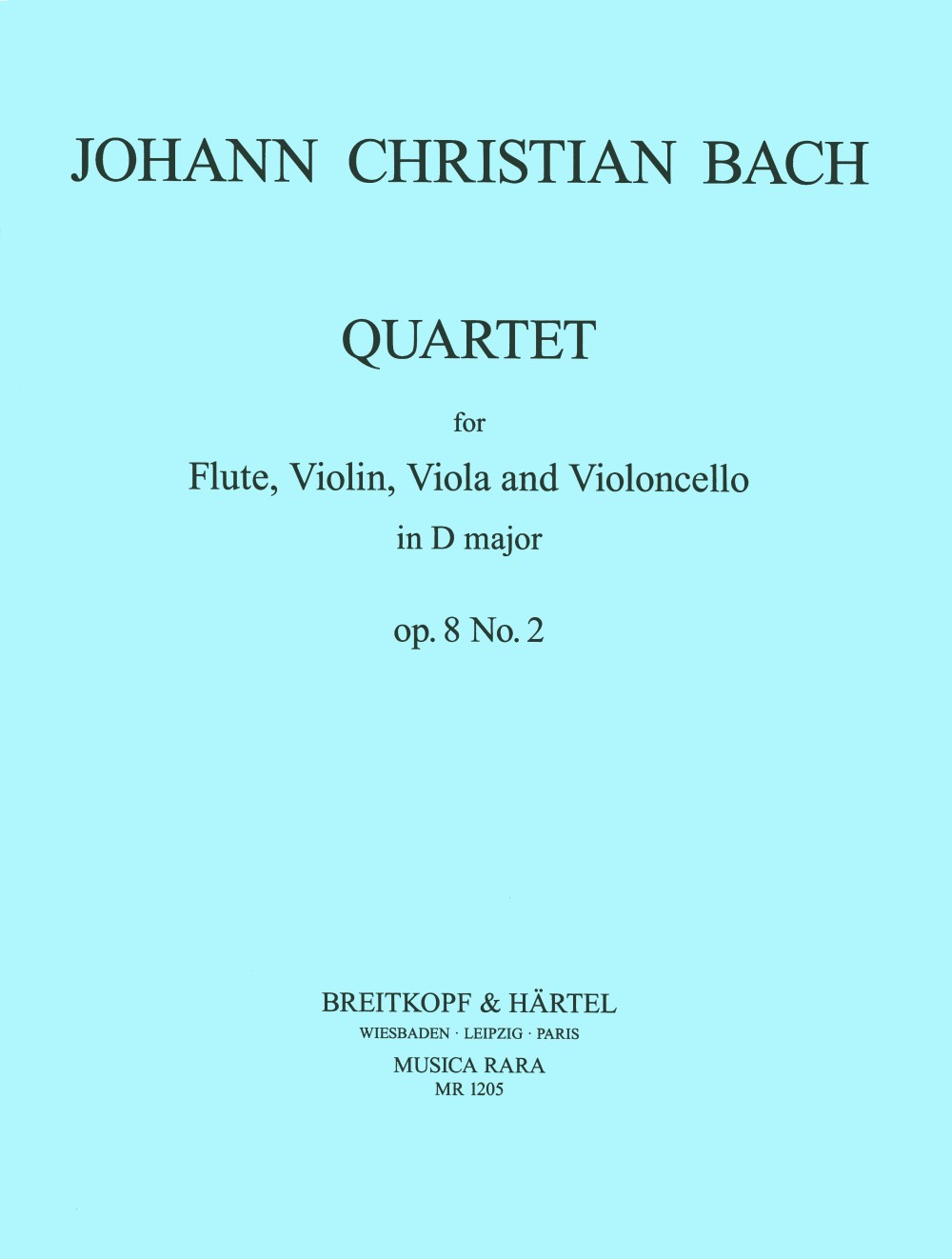 Bach,J.C., Quartet op. 8/2 in D (Fl,Str) (Musica Rara)