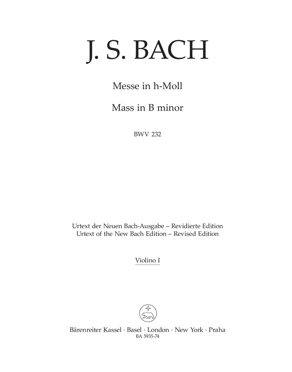 Bach, Messe h-moll BWV 232 (Vn I) (Barenreiter)