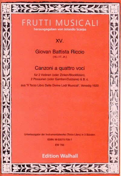 Riccio, Canzoni a 4 ('Il terzo libro') (Walhall)