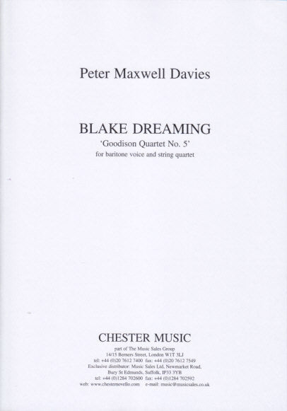 Maxwell Davies, Blake Dreaming (Score) (Chester)