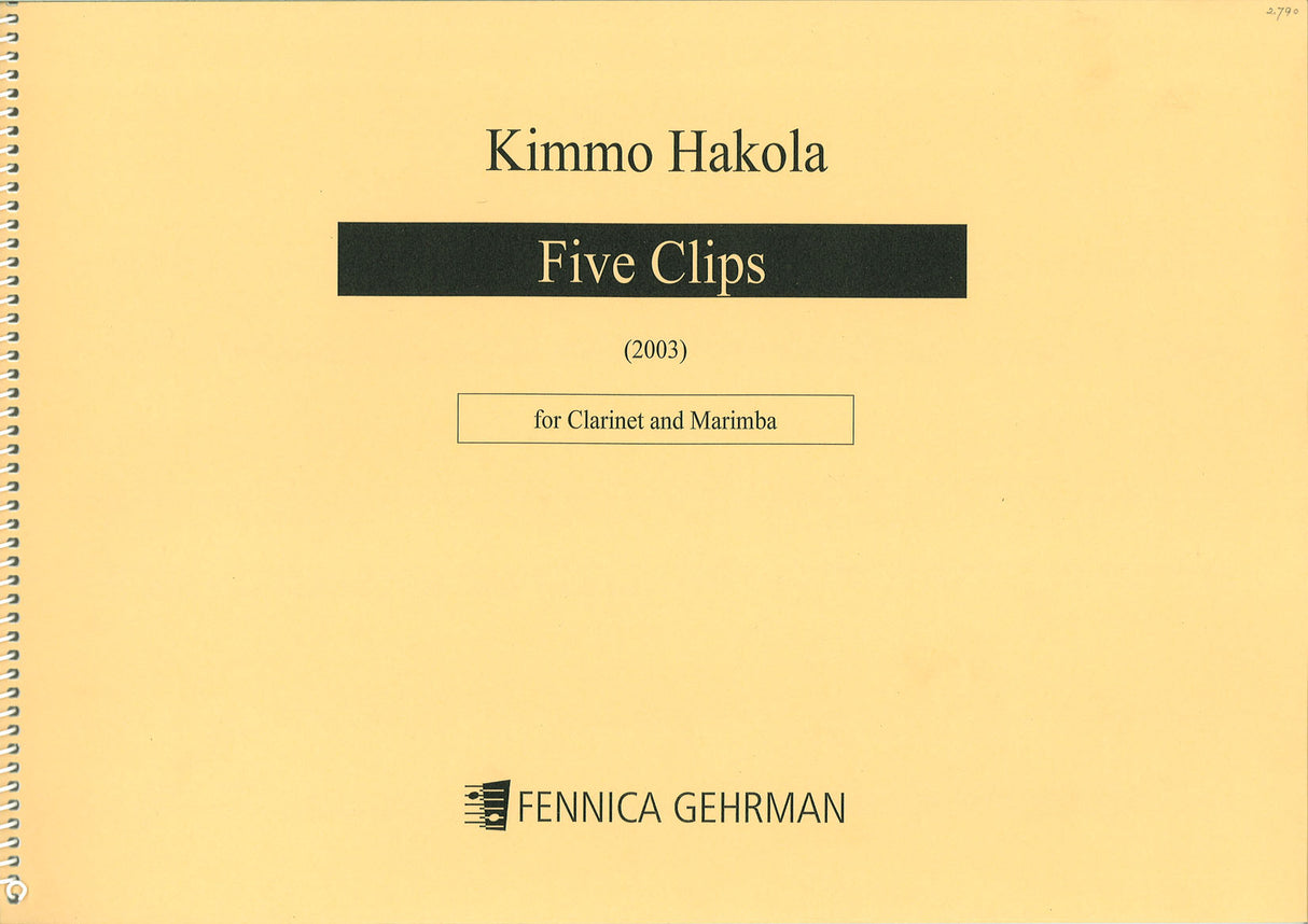 Hakola, Five Clips (Cl,Mar) (Fennica Gehrman)