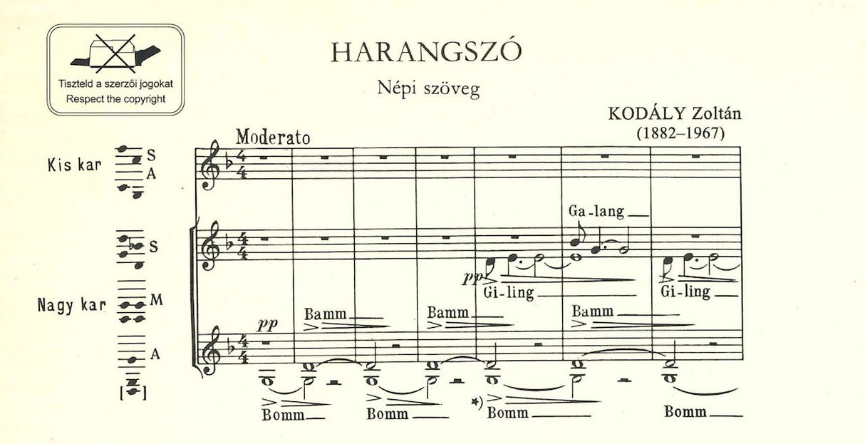 Kodaly, Harangszo. Nepi szoveg (SMezA) (Editio Musica Budapest)