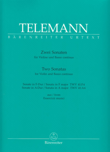 Telemann, Essercizzi musici, Sonaten F,A (Barenreiter)